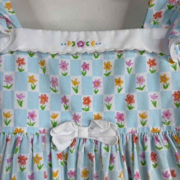 VTG 90s Carters Floral Dress 24M Flutter Cap Sleeve Cottage Babydoll Pinafore - Picture 2 of 10